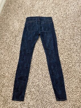 Hudson Jeans Navy Snake-Print Skinny Jeans